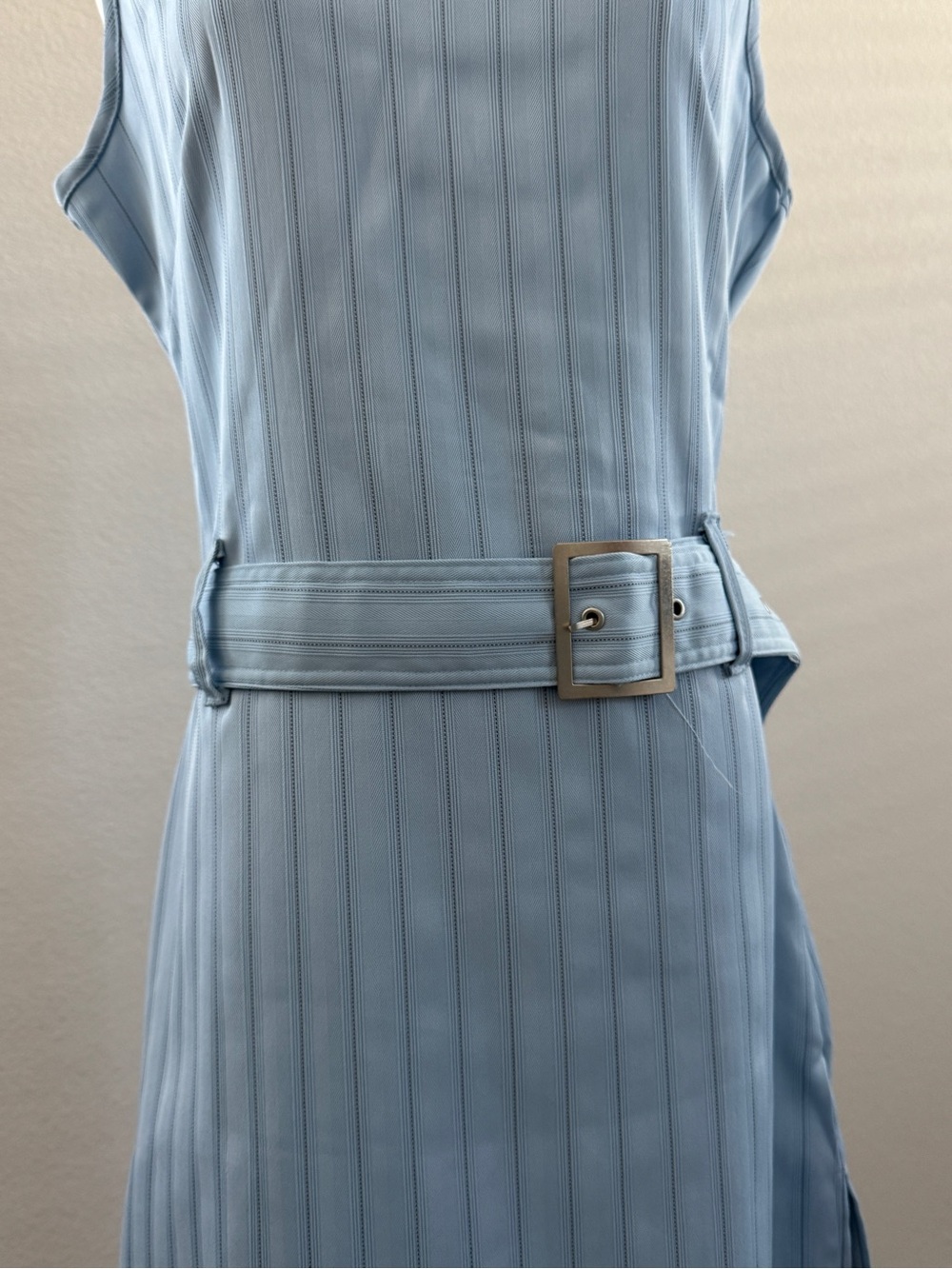 Vintage Y2K Light Blue Pinstripe Belted Dress - Picture 4 of 9